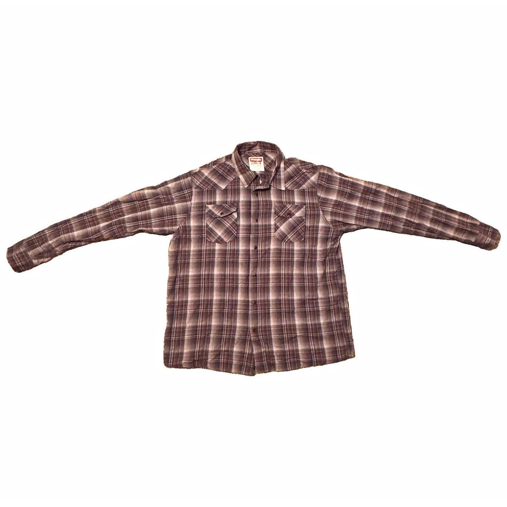 Wrangler Jeans Co Shirt Mens XL Plaid Cotton Woven Button-Up Long Sleeve Pockets